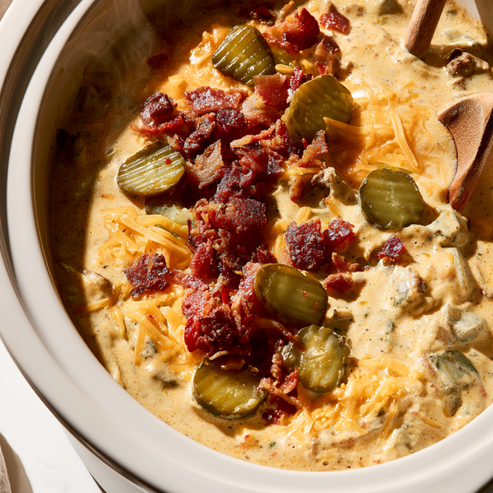 Creamy Crockpot Cheeseburger Soup