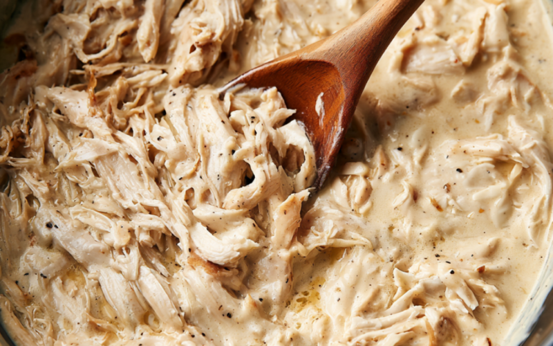 Creamy Crockpot Chicken Tacos with Rotel