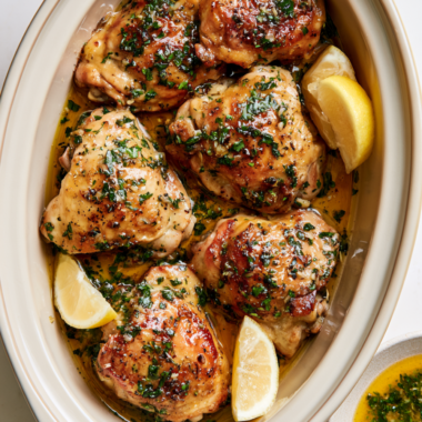 Crockpot Chicken Thighs with Garlic Butter