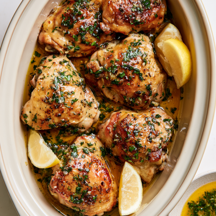 Crockpot Chicken Thighs with Garlic Butter