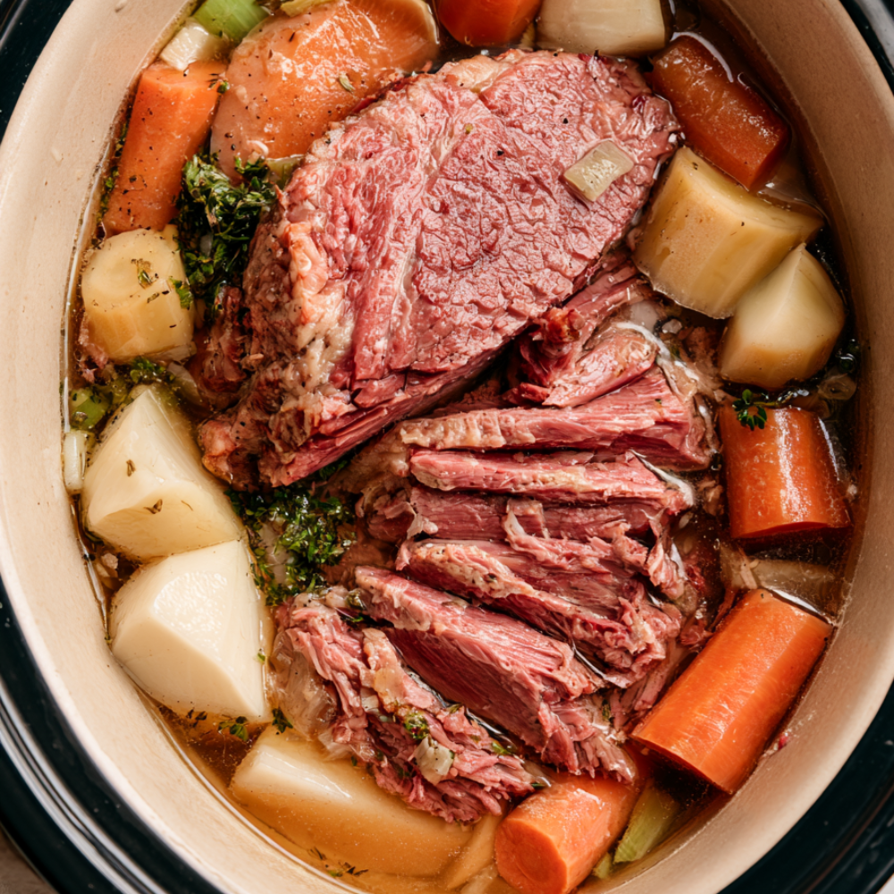 Crockpot Corned Beef and Cabbage-before cooking