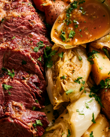 Crockpot Corned Beef and Cabbage-plated