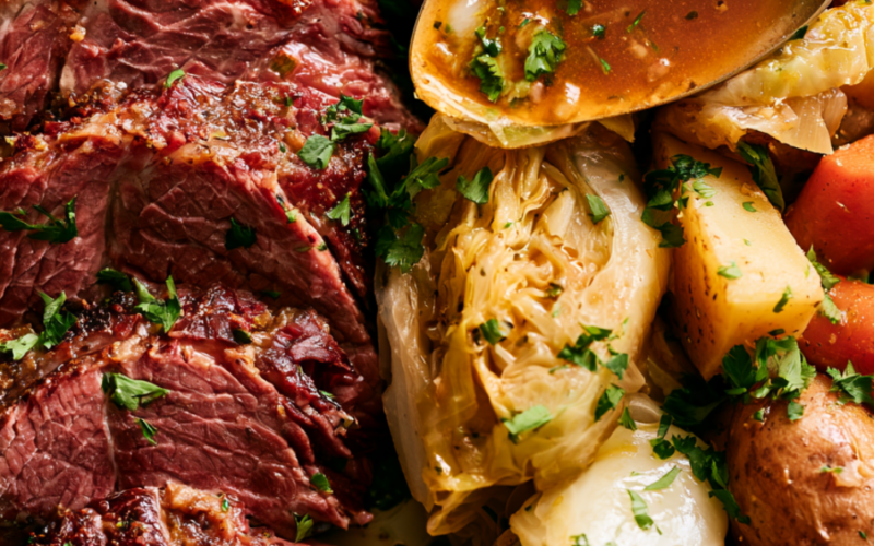 Crockpot Corned Beef and Cabbage-plated