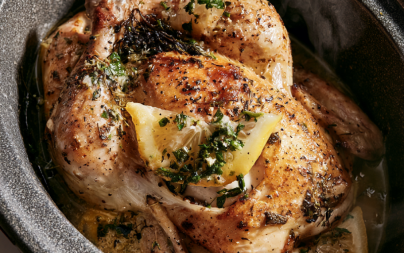 Crockpot Lemon Herb Whole Chicken