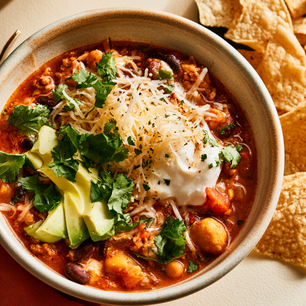 Crockpot Taco Soup-served