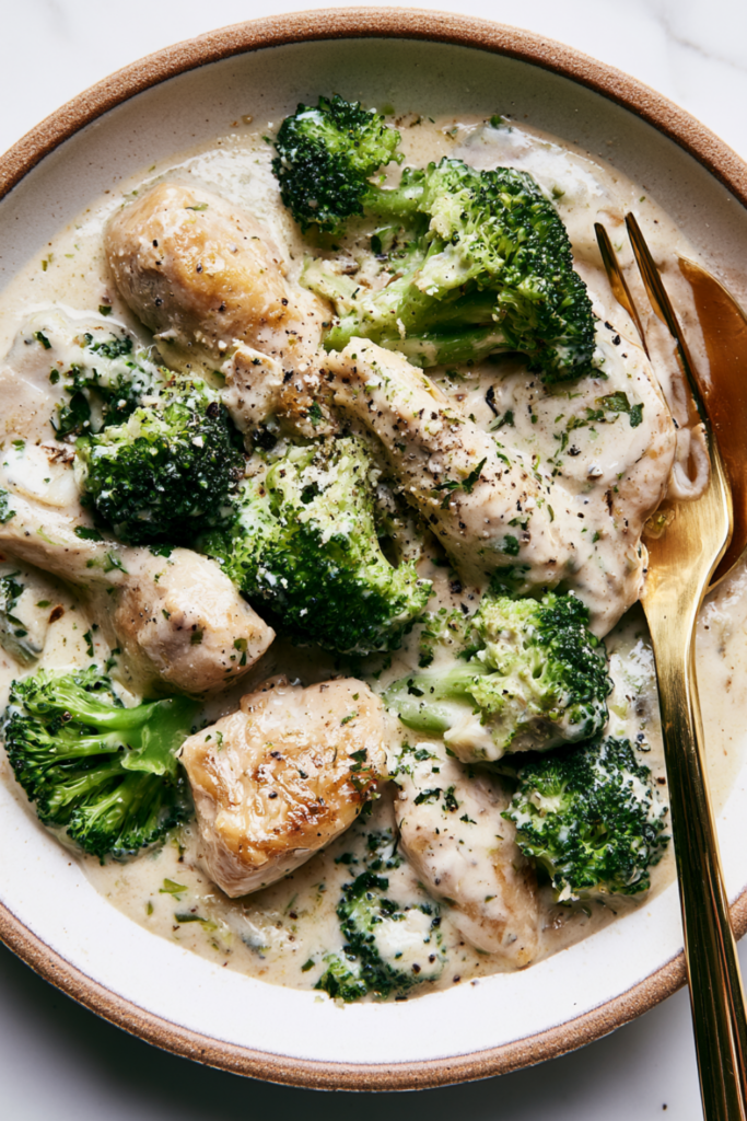 crockpot chicken alfredo with broccoli