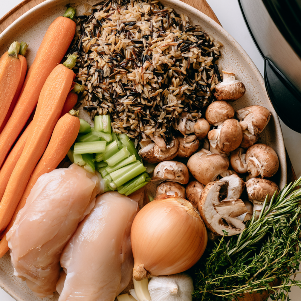 chicken wild rice soup crockpot-ingredients