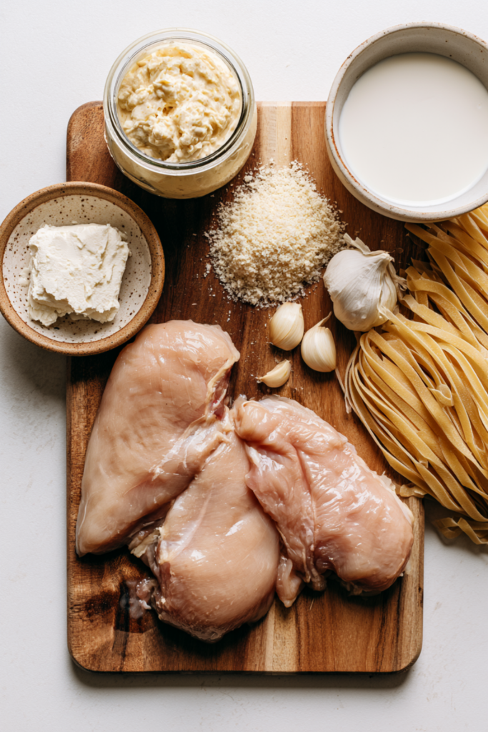 crockpot chicken alfredo-ingredients