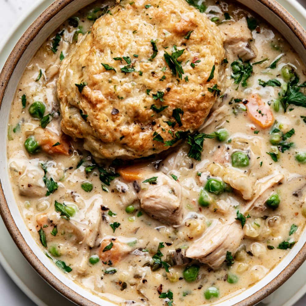 crockpot chicken pot pie-served