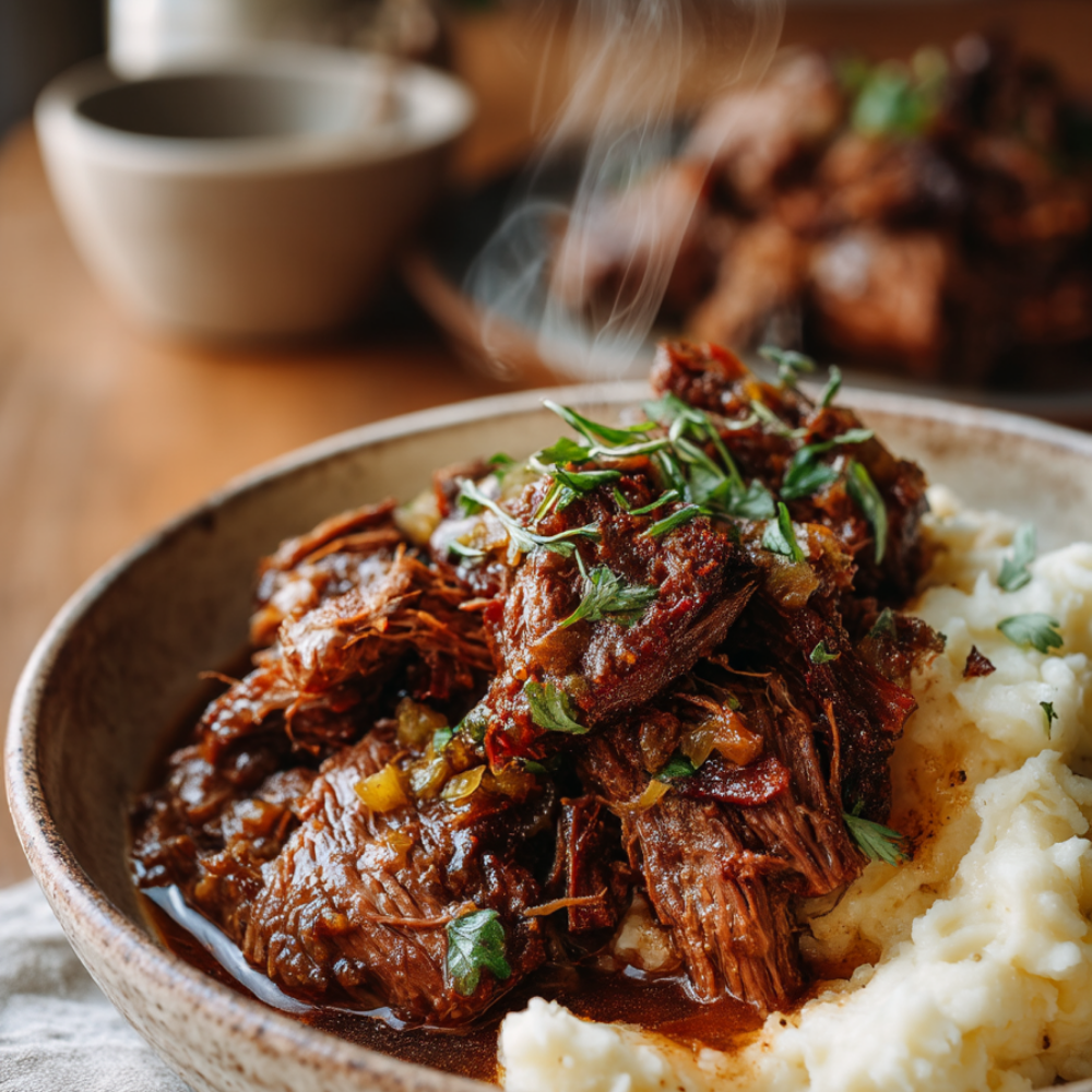 mississippi pot roast crockpot-served