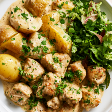 ranch chicken crockpot-served with salad