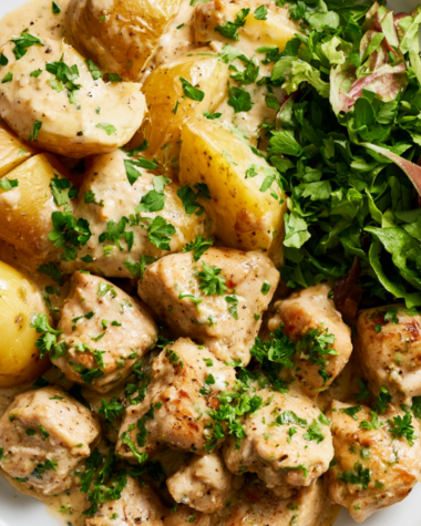 ranch chicken crockpot-served with salad