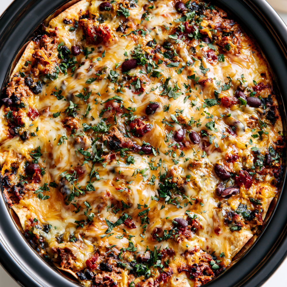 5. Crockpot Ground Beef Enchilada Casserole
