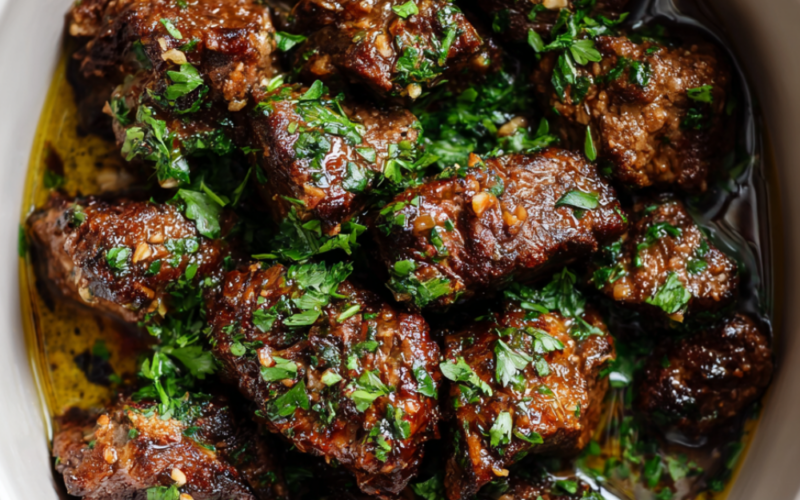 9. Slow Cooker Garlic Butter Beef Bites