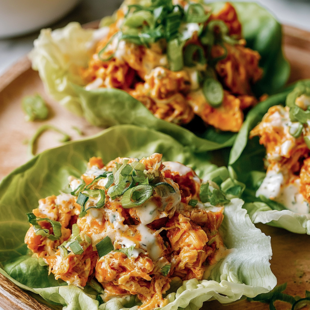 Crockpot Buffalo Chicken Lettuce Wraps