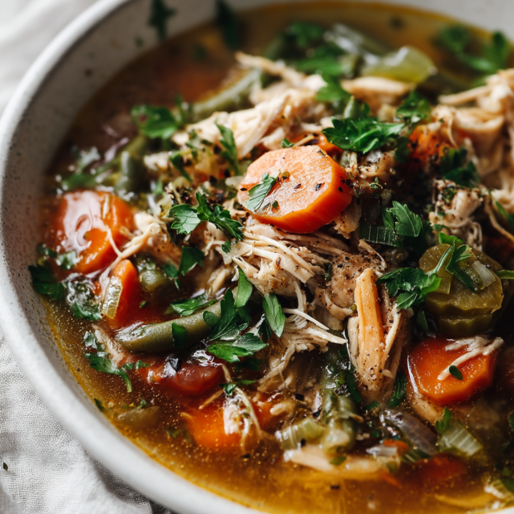 Chicken Vegetable Soup Crockpot bowl
