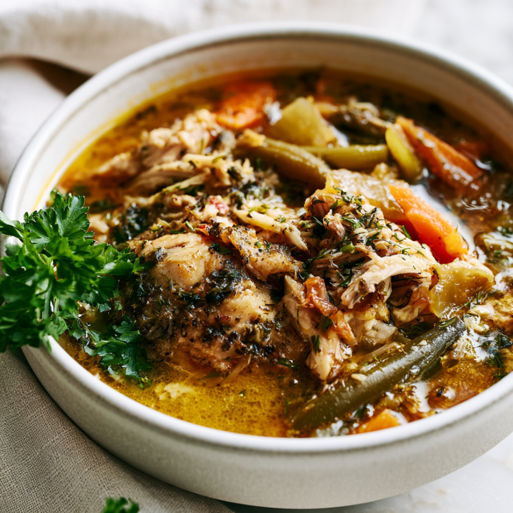 Chicken Vegetable Soup Crockpot-served