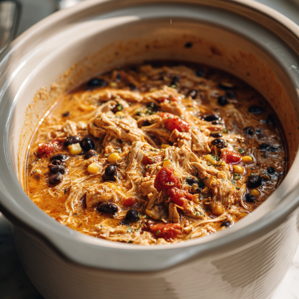 Creamy Crockpot Chicken Taco Soup