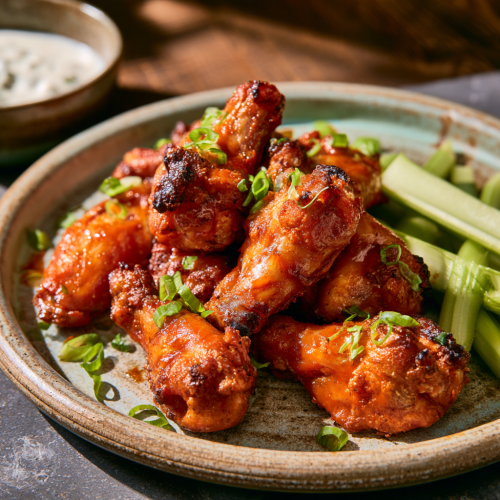 Crockpot Buffalo Chicken Wings Plated