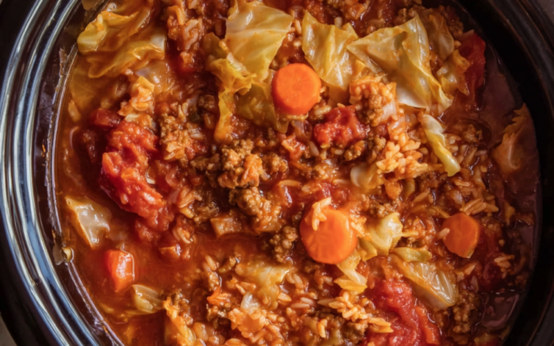 Crockpot Cabbage Soup (Unstuffed Cabbage Roll Soup)-slow cooker