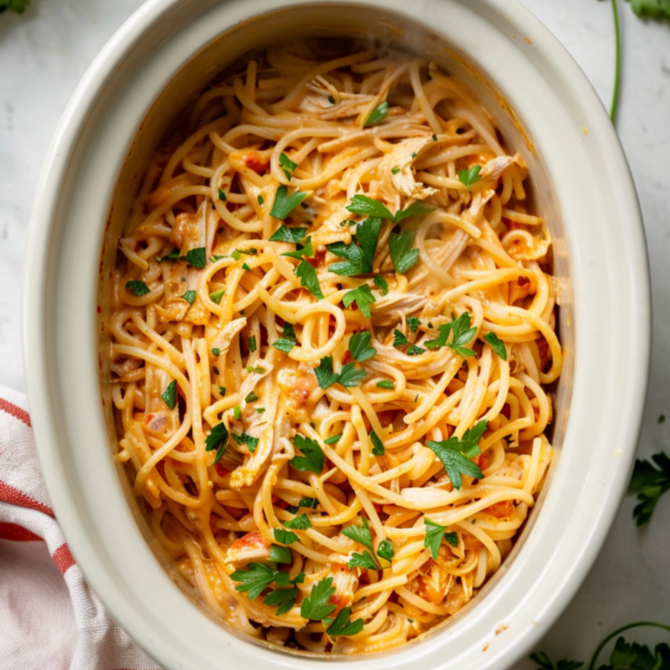 Crockpot Chicken Spaghetti