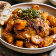 Crockpot Chicken Thighs and Sweet Potatoes Served