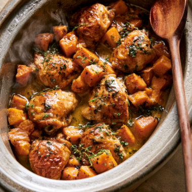 Crockpot Chicken Thighs and Sweet Potatoes - Slow Cooker