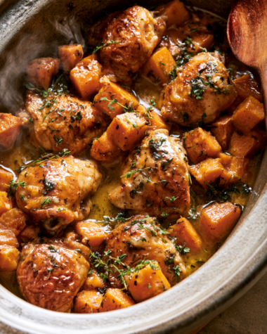 Crockpot Chicken Thighs and Sweet Potatoes - Slow Cooker