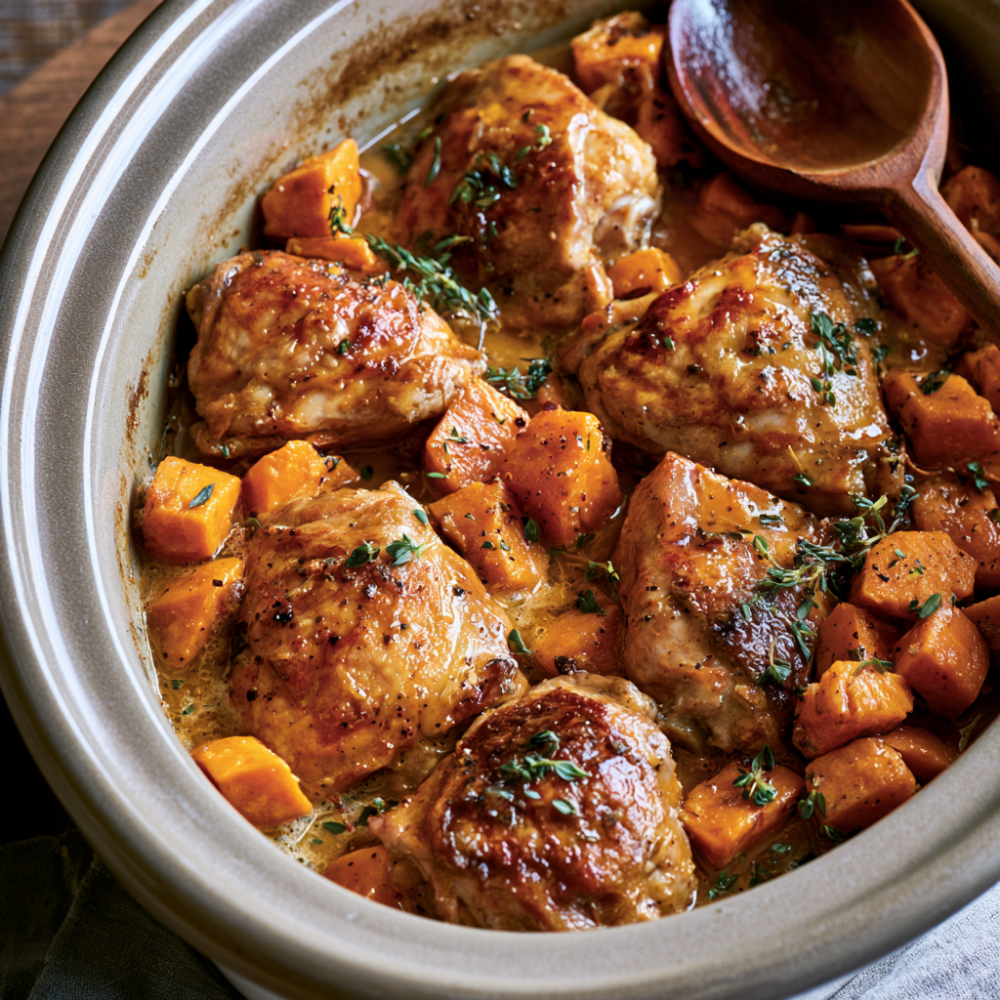 Crockpot Chicken Thighs and Sweet Potatoes