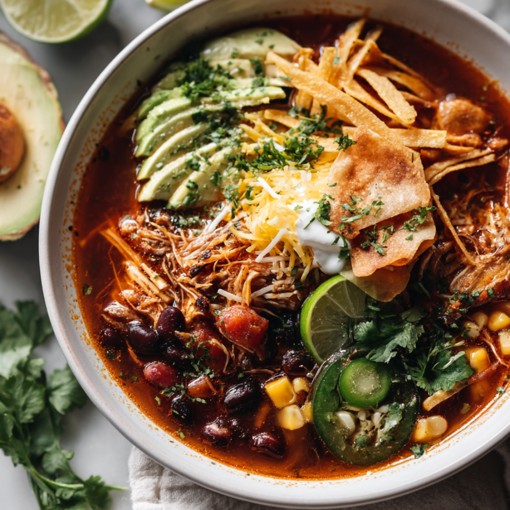 Crockpot Chicken Tortilla Soup-Bowl
