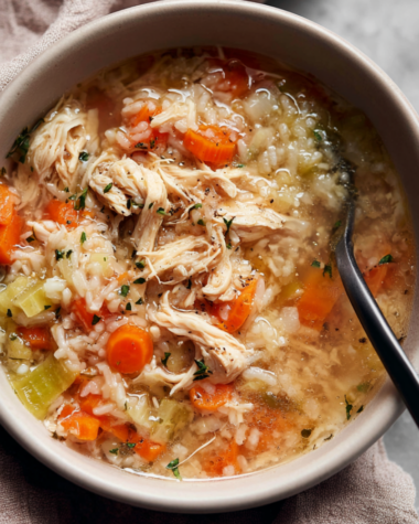 Crockpot Chicken and Rice Soup Bowl