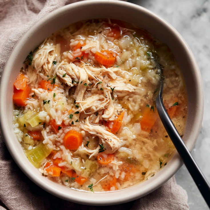 Crockpot Chicken and Rice Soup Bowl