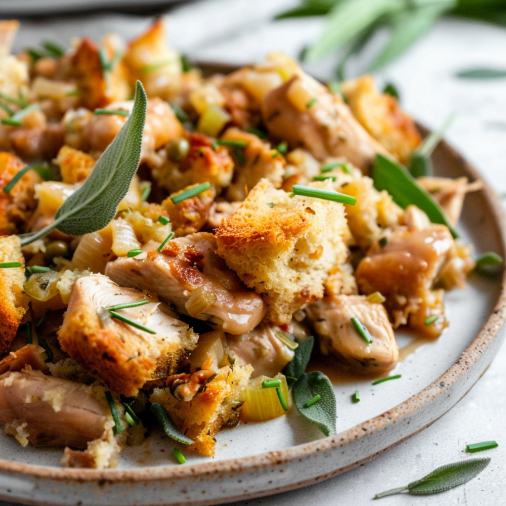 Crockpot Chicken and Stuffing-plated
