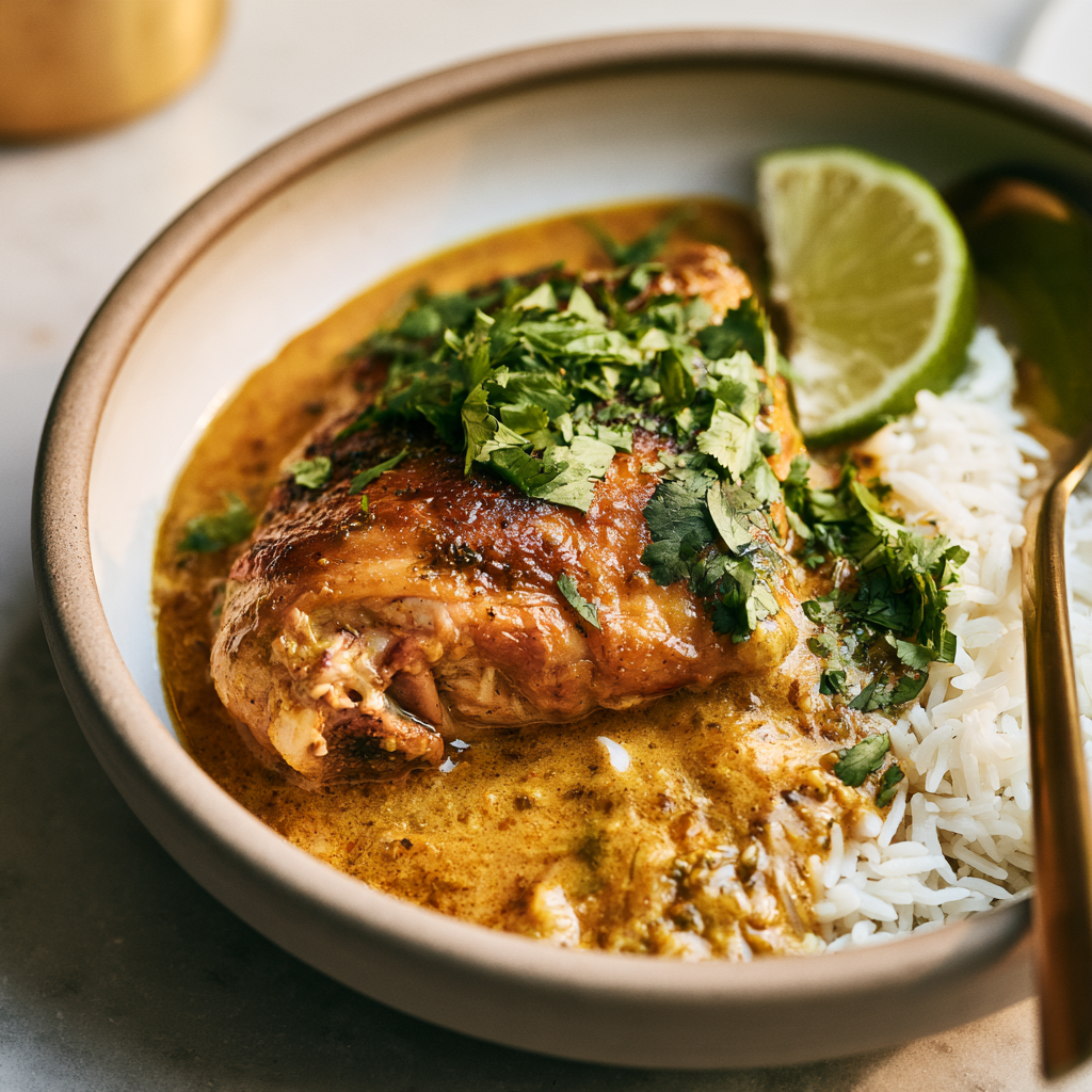 Crockpot Coconut Curry Chicken Thighs bowl