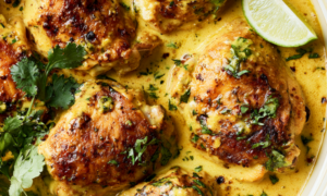 Crockpot Coconut Curry Chicken Thighs - slow cooker