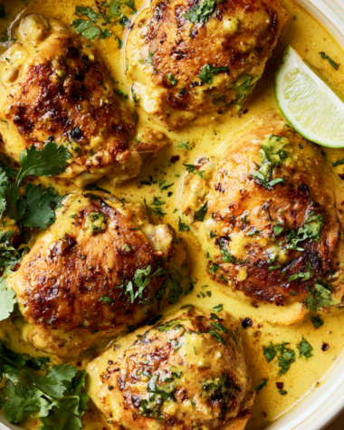 Crockpot Coconut Curry Chicken Thighs - slow cooker