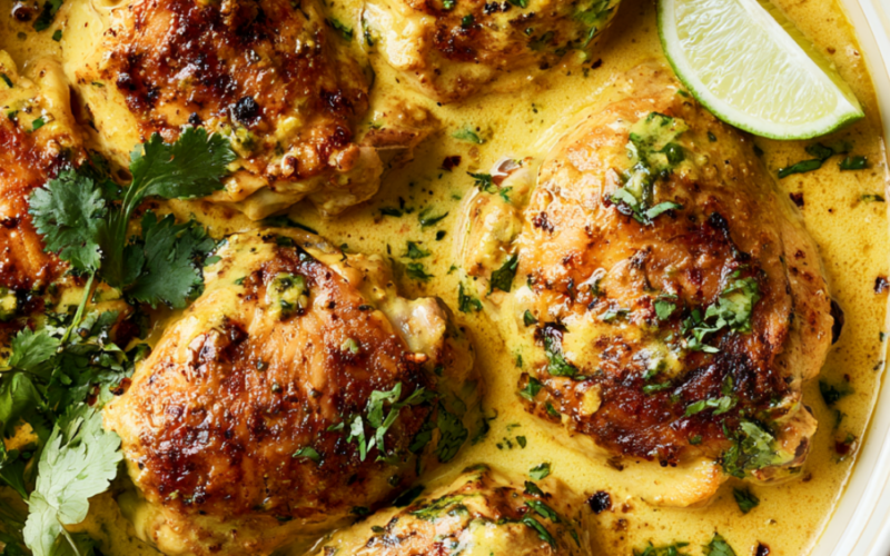 Crockpot Coconut Curry Chicken Thighs - slow cooker