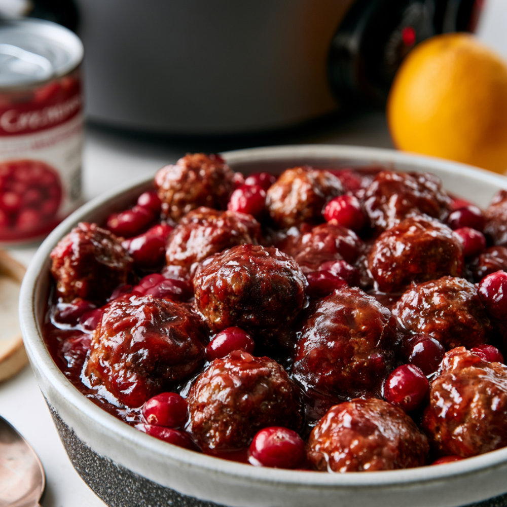 Crockpot Cranberry Meatballs-served