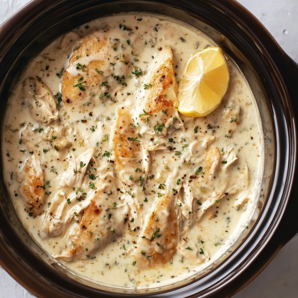 Crockpot Garlic Parmesan Chicken Pasta