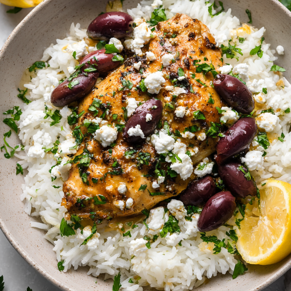 Crockpot Greek Chicken over rice