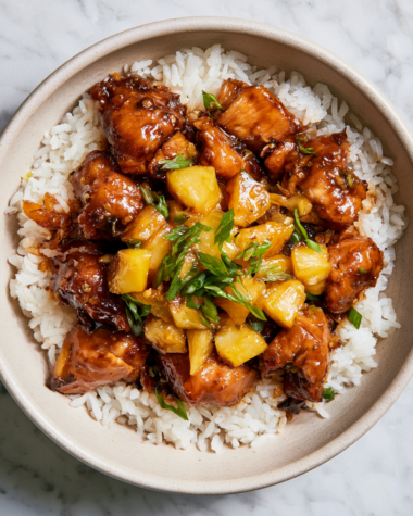 Crockpot Hawaiian Chicken over rice
