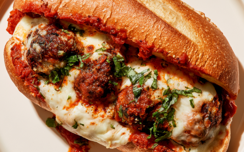 Crockpot Meatball Subs with toasted rolls