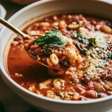 Crockpot Minestrone Soup close up