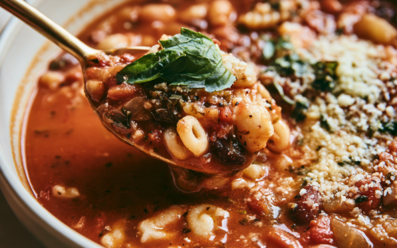 Crockpot Minestrone Soup close up