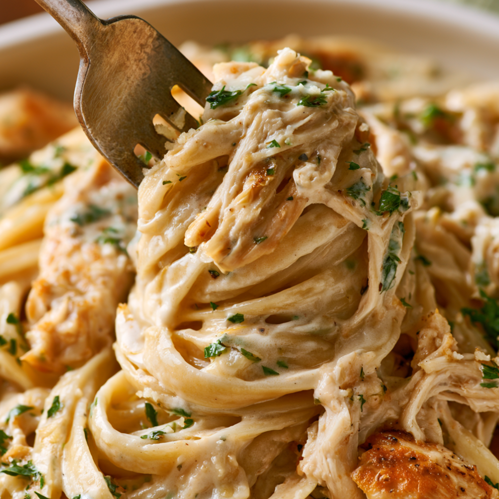 Crockpot Olive Garden Chicken Pasta-closeup