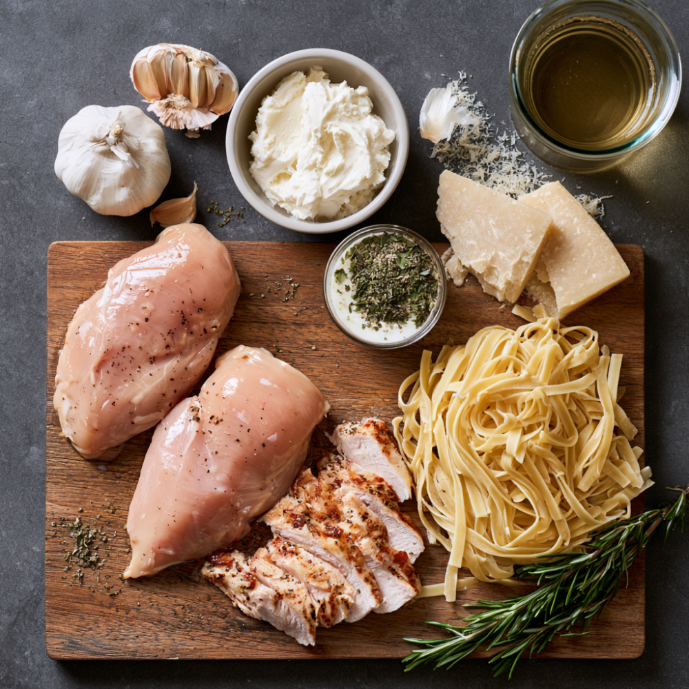 Crockpot Olive Garden Chicken Pasta-ingredients