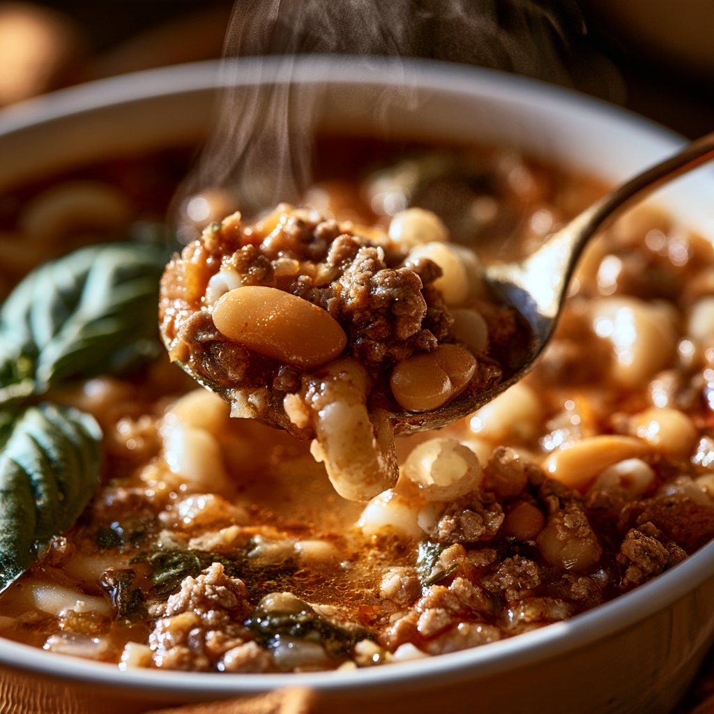 Crockpot Pasta Fagioli Soup Close up