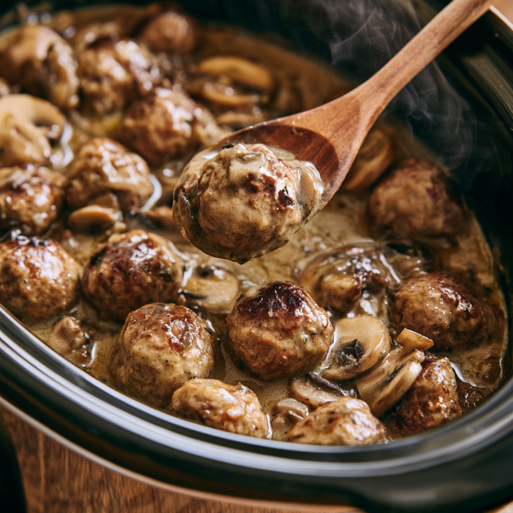 Crockpot Salisbury Meatballs