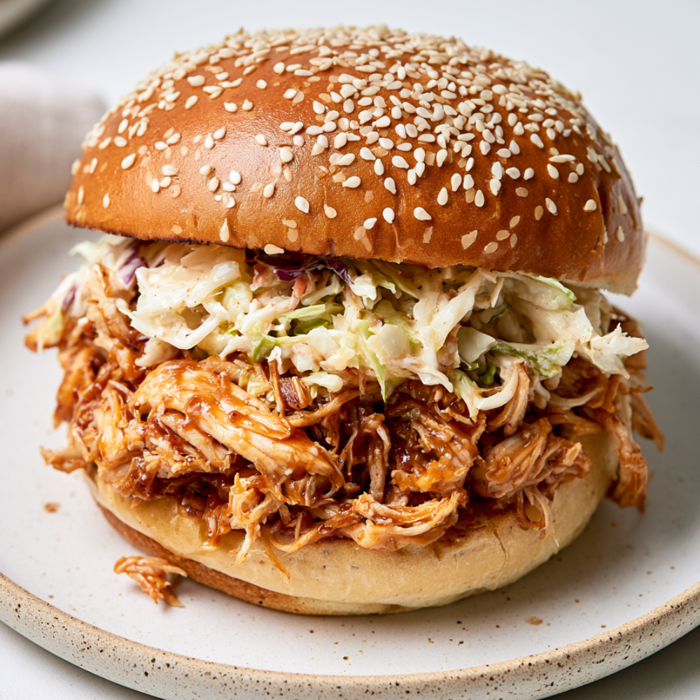 Crockpot Shredded Bbq Chicken sandwiches