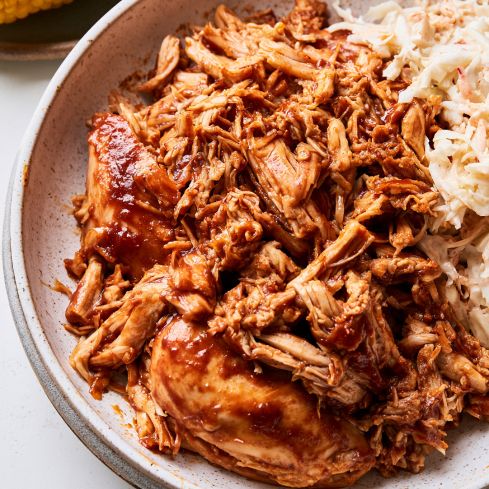 Crockpot Shredded Bbq Chicken-served